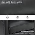 thumbnail image 3 of Swivel Genuine Leather Accent Chair Set of 2 Wooden Upholstery Home Theater Armchair Metal Base Living Room Black, 3 of 8