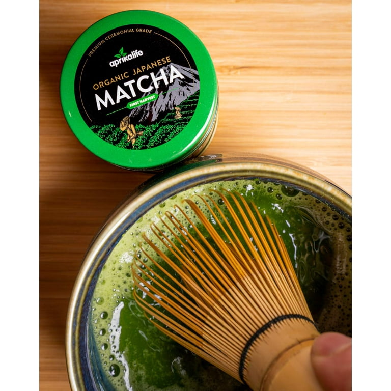 Japanese tools and bowls for brewing matcha tea, selective focus