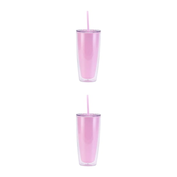 Taza de café de doble pared Yuarrent 750ml 2piezas Rosa claro