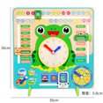 thumbnail image 1 of KAKOWELY Jouets Interactifs pour Enfants Horloge en Bois pour Enfants Calendrier Jouet Montessori Outil d'Apprentissage Cognitif Grenouille Horloges d'Enseignement Heure et Date Jouet Éducatif Fournitures de Classe, 1 of 4