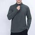 thumbnail image 4 of Generic Men's Outdoor Long Sleeve Polo Shirt Solid Quarter-Zip Golf T-Shirts Solid Color Thermal Pullover Tees Shirt, 4 of 7