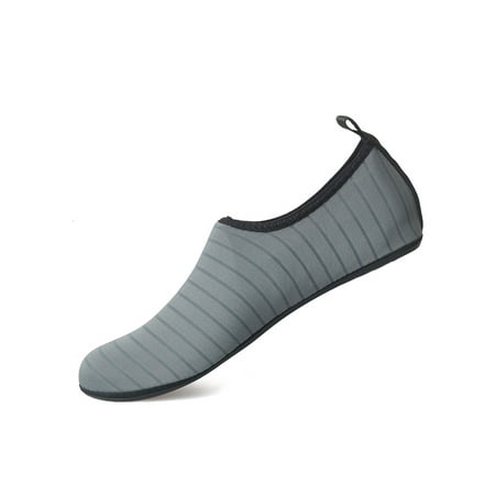 

Tenmix Womens Mens Water Shoes Slip On Aqua Socks Barefoot Beach Shoe Yoga Flats Unisex Anti-Slip Casual Gray 5-5.5