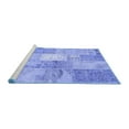 thumbnail image 2 of Ahgly Company Machine Washable Indoor Round Patchwork Blue Transitional Area Rugs, 4' Round, 2 of 4