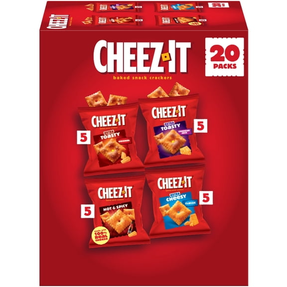 Cheez-It Variety Pack Baked Snack Crackers, Lunch Snacks, 20 Count