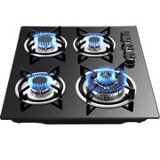 23x20" Built-in 4 Burner Gas Cooktop, Tempered Glass Stainless Steel Gas Stove with Flame Failure Protection for Home Restaurant Kitchen Cooking