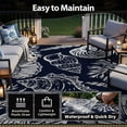 thumbnail image 2 of SIXHOME 8'x10' Waterproof Reversible Outdoor Rug with LED Strip Lights, Coastal Ocean-Inspired Patio Rug, Lightweight Woven Plastic Carpet for RV, Camping, Deck & Balcony, Dark Blue, 2 of 7