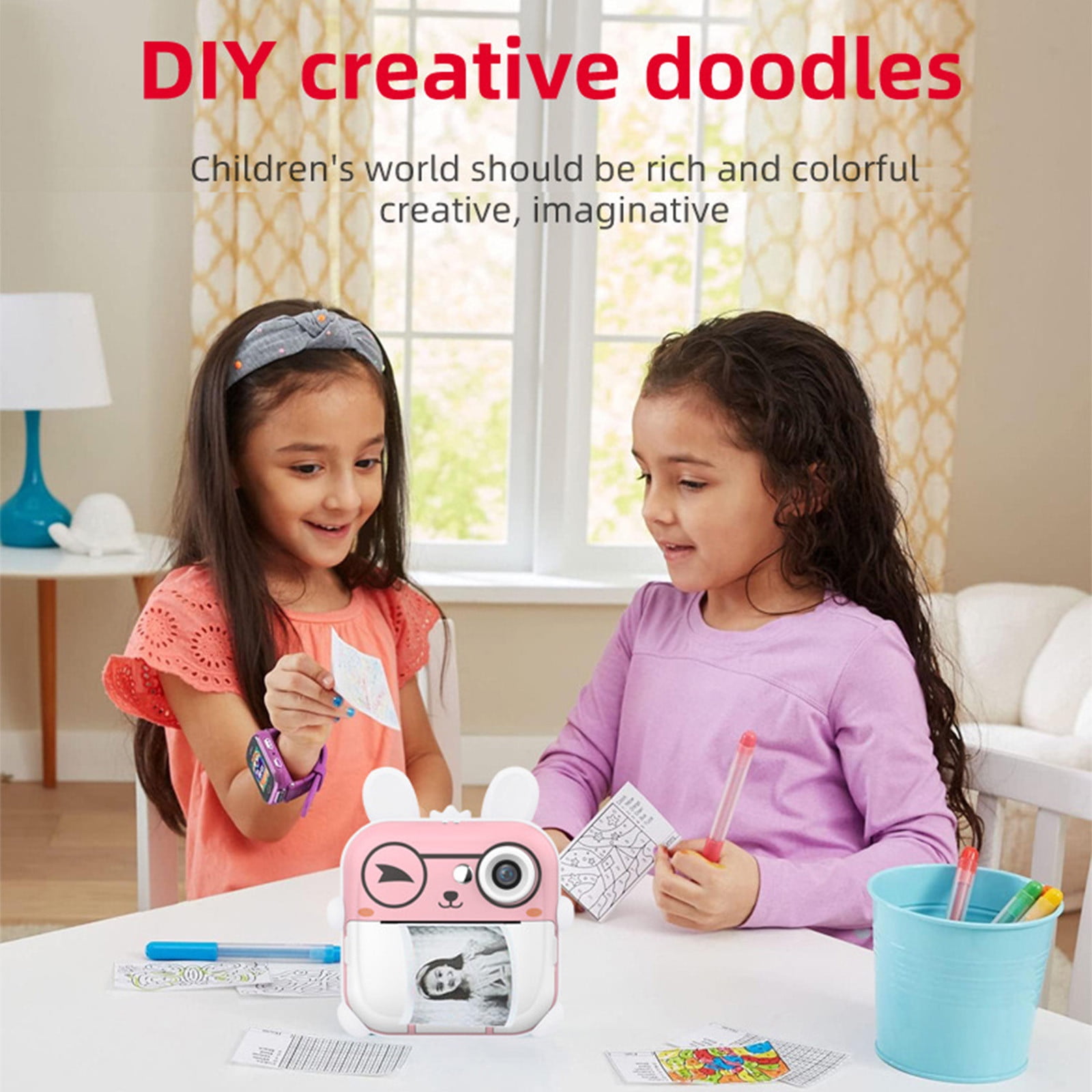 Taicans ‌Kids Instant Print Camera 1080P HD - Mini Camera with 180° Reversible Lens,DIY Coloring,2.0" Screen,Rechargeable,Photo Printer Toy Christmas Birthday Gift for Children Boys Girls Age 3-12