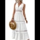 thumbnail image 1 of Vestido de Mujer con Encaje de Guipur y Bajo con Volantes. L, 1 of 9