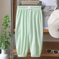 thumbnail image 2 of Gubotare Tall Girl Linen Pants Girls Bell Bottom Floral Print Stretch Hippie Pants High Waist Flare Pants 5T 6T (Green,5-6 Years), 2 of 4