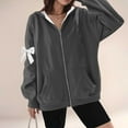 thumbnail image 2 of Womens Zip Up Hoodies Long Sleeve Oversized Sweatshirts Bows Y2K Jacket Pockets 2026 Fall Outfits Fashion Clothes, 2 of 4