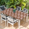 thumbnail image 2 of Brown Floral Table Cloths for 4 Foot Rectangle Tables, Spring Flowers Modern Abstract Art Farmhouse Patio Waterproof Elastic Fitted Tablecloths, Washable Rectangular Table Cover for Camping, 2 of 8