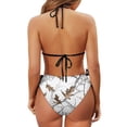 thumbnail image 6 of Chririnla Women's Halter Neck Two Piece Bikini Set - White Oak Leaf Camo Print, Tie Side Bottoms, Quick Dry Swimwear for Beach & Pool Vacation, 6 of 9