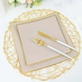 thumbnail image 2 of Efavormart 10 Pack | 8" Taupe / Gold Concave Square Hard Plastic Dinner Plates, Disposable Party Plates, 2 of 11