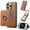 Brown, variant on ELEHOLD Case for iPhone 14 Pro, 2-in-1 Magetic Detachable Leather Wallet Case with Card Holders & Ring Hold,Black