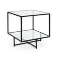 thumbnail image 1 of Glass End Table, Modern Side Coffee Table with 2 Tier Storage, Black Metal Frame for Home, Living Room, Bedroom - KJS-00359, 1 of 5