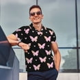 thumbnail image 4 of Pofeuu Gradient Butterfly Print Men's Loose Fit Midweight Short-Sleeve Pocket Polo-Large, 4 of 6