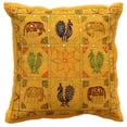 thumbnail image 3 of DK Homewares Ethnic Decorative Accent Throw Pillow Covers 16x16 Inch Cotton Gold Thread Embroidered Elephant Boho Square Sofa Cushion Covers (Size - 40x40 cm ; Color: Mango Yellow ) - Set of 5 Pcs, 3 of 3