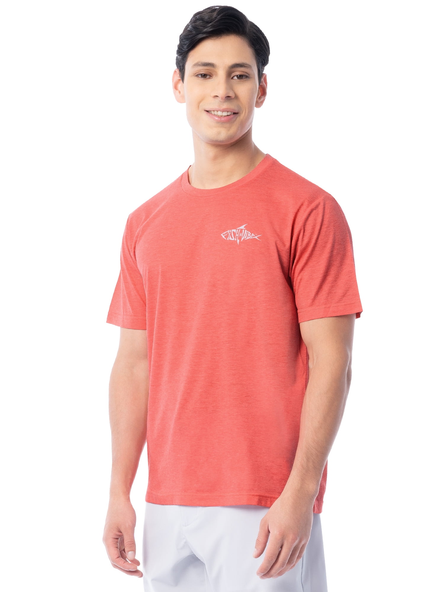 Fish N Vibe Men's Short Sleeve Fishing Performance Outdoor Graphic T-Shirt, Spiced Coral, 2XL