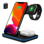 Soliom  Wireless Charging Station, 3 in 1 Wireless  Charging Dock, Compatible with iWatch 2-7 Series, AirPods 3/Pro/2,iPhone 13/12/11/X/8, Other  QI-Enable Phone