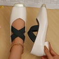 thumbnail image 6 of Women's Low Heel Ballerina Flats Comfortable Crossing Strap Square Toe Shoes Faux Leather Slip On Dress Shoes for Wedding Party Daily Wear White 39, 6 of 7