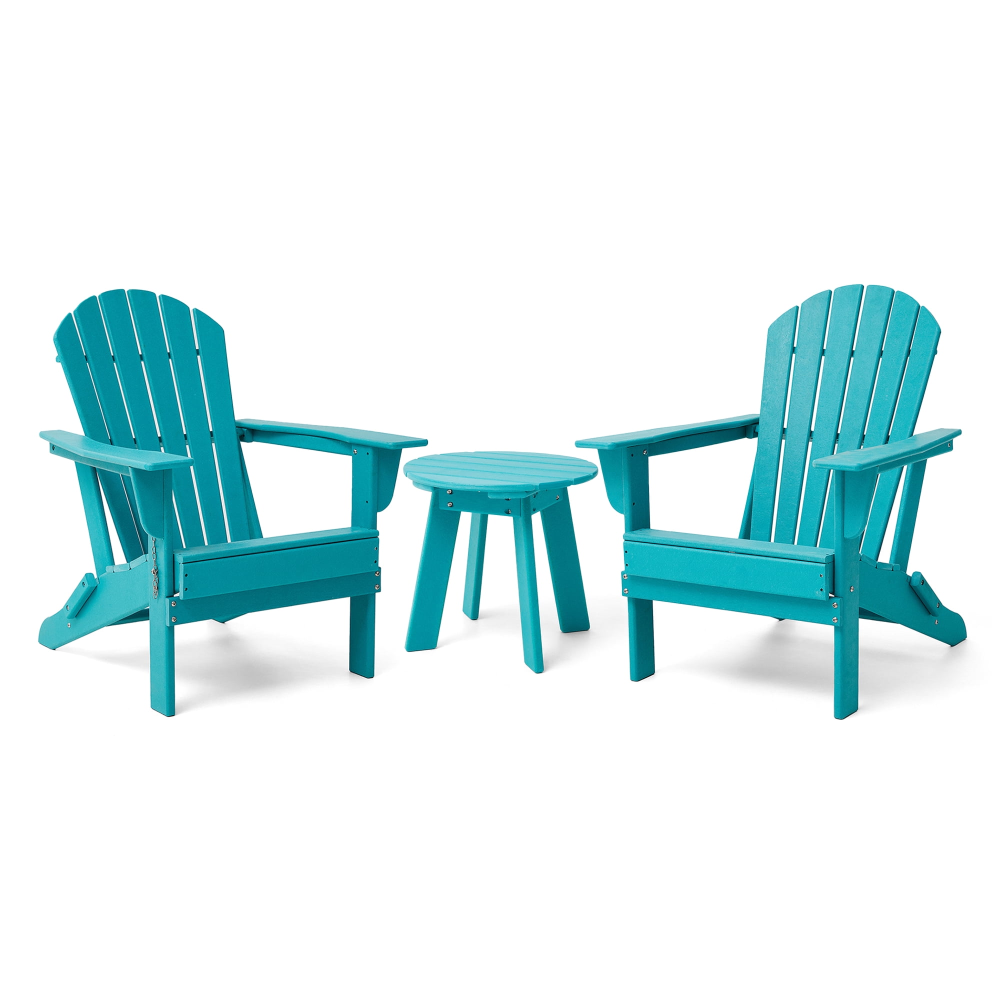 Glitzhome 3Piece Folding Adirondack Chairs and Table Set, Weather