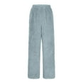 thumbnail image 6 of HAPIMO Women's Cable Knit Pants Loose Straight Pants Casual Warm Fleece Pants Wide Leg Pants Drawstring Elastic Waist Pants Light Blue M, 6 of 6