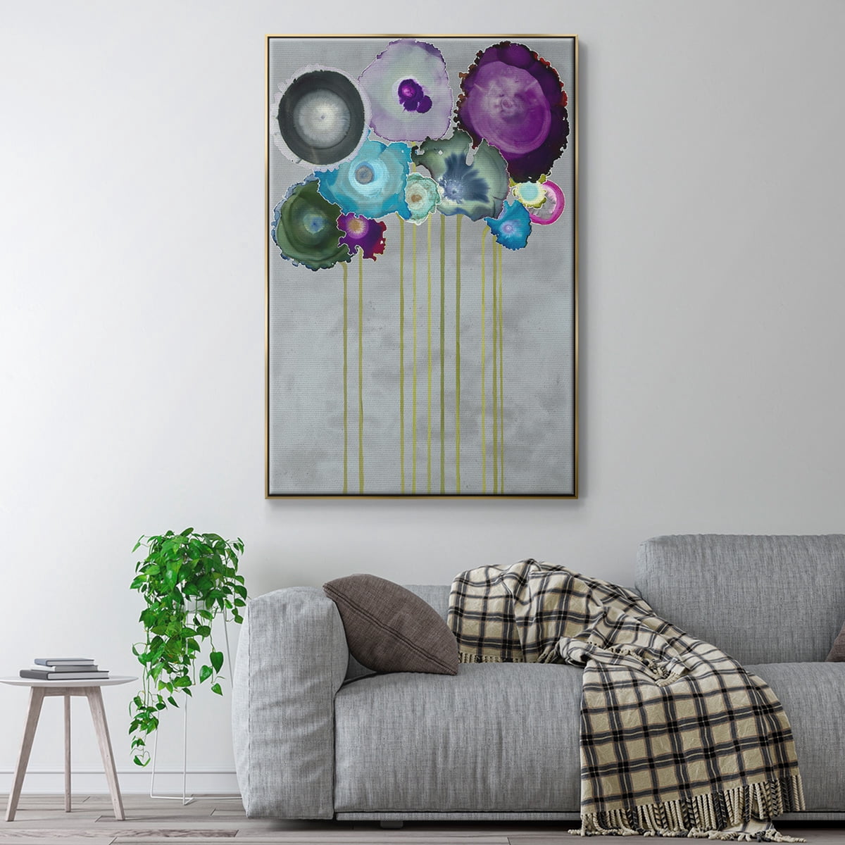 Silver Bouquet Framed Premium Gallery Wrapped Canvas - Ready to Hang - 17 x 25 - Gold Floating Frame