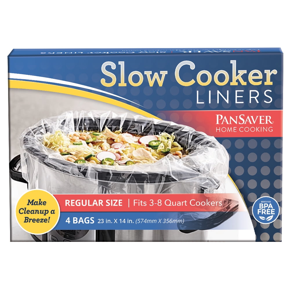 Pack 2- 4 Count PanSaver Slow Cooker Liners with a Sure Fit Band fits 3 qt to 6.5 qt 