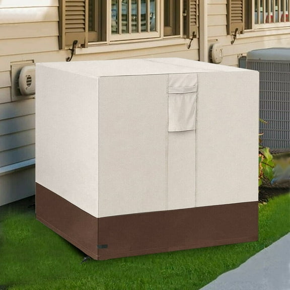 34" AC Defender - Winter Full Air Conditioner Cover, IC ICLOVER Squire Central Air Conditioner AC Cover for Outdoor Unit Waterproof Protect - Beige