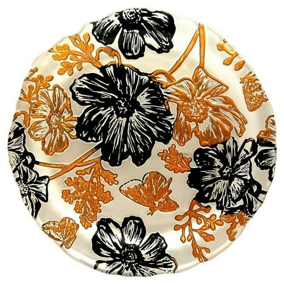 Papillon Side Plates, Cream, Gold & Black - Set of 4