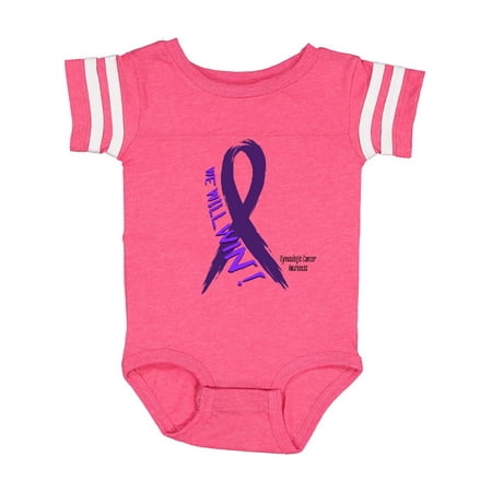 

Inktastic We Will Win Against Gynecologic Cancer Ribbon Gift Baby Boy or Baby Girl Bodysuit