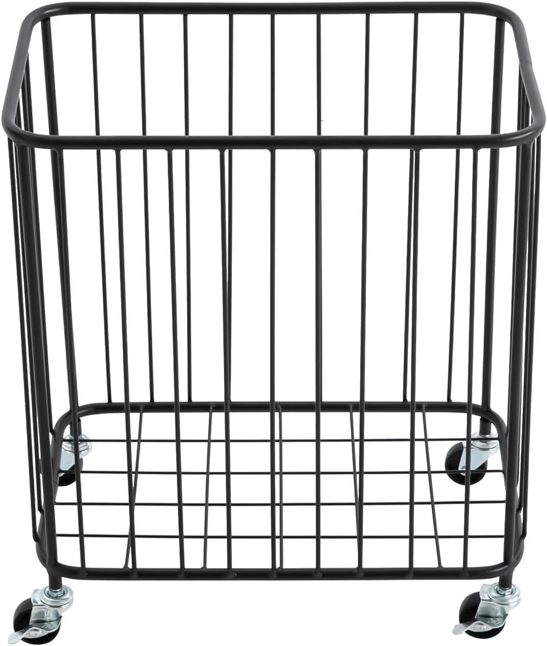 Floor Laundry Hamper with Wheels, Modern Laundry Basket Cart Rolling Storage Hamper Metal Storage Cart Gold for Bathroom Laundry Room Bedroom Living Room