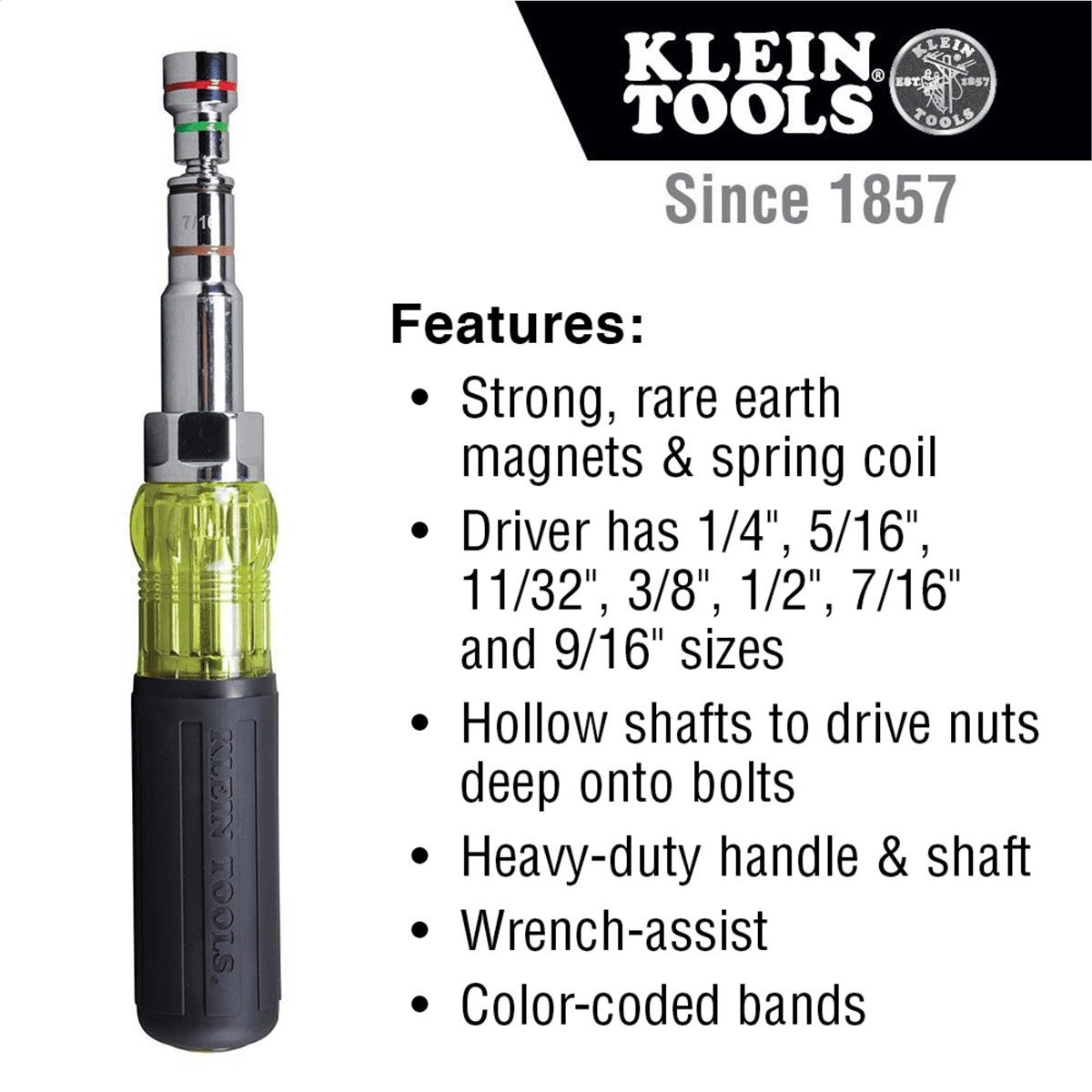 Klein Tools 7-in-1 Multi-Bit Screwdriver / Nut Driver, Magnetic