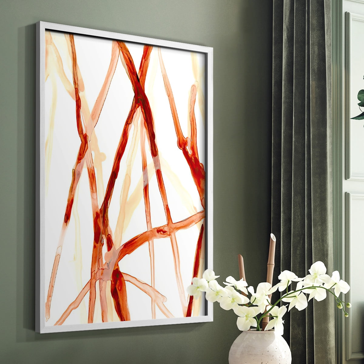 Runnel V Framed Print in White Solid Wood Framed Print No Nail Hanging
