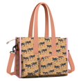 thumbnail image 2 of Teacher Tote Bag,Orange Dinosaurs Antelope Pattern Teacher Utility Tote Bag,Large Work Tote Bags for Women with Multiple Pockets,Top Zipper Closure,13.8x10.6x6.7 Inch, 2 of 5