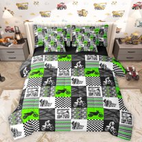 Homewish Happy Camping Camper 7-Piece Twin Bedding Sets,Country Farmhouse Lodge Bedding Comforter Set,Retro Boho Tribal Sheet Sets For Teens Girls,Super Cozy Room Decor Reversible