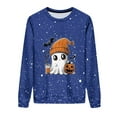 thumbnail image 4 of Sriper Halloween Clothes for Women, Ghost Pumpkin Graphic Shiny Sweatshirt, Spooky Trendy Pullover, Tunic Tops, Winter Hiking Clothes, Soft & Warm Fabric Cute Sudaderas Para Mujer Blue M, 4 of 8