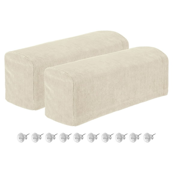 2Pack Stretch Armrest Covers, Chenille Armchair Slipcovers, Cream