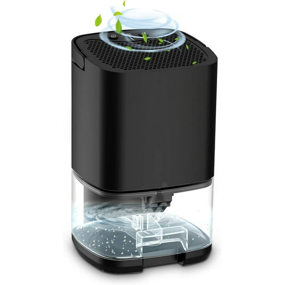 Deshumidificador 1000ml Silencioso, Deshumidificador para la humedad Pequeño con luz LED de 7 Colores para Dormitorio Baño Garaje, Negro
