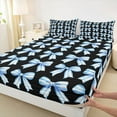 thumbnail image 3 of Feelyou Stripe Bow Teens Bed Sheets, Cartoon Watercolor King Sheets, 4 Pieces, 3 of 7