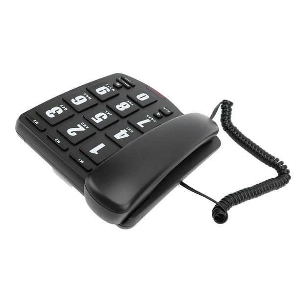 Teléfono Con Botón Grande para Personas Mayores, Teléfono Fijo Con Cable, Teléfono Residencial Con Cable, Altavoz, Marcacia Rápida, Volumen Ajustable, Teléfono Insconitable