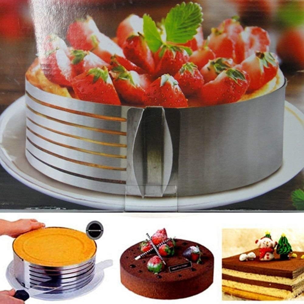 Adjustable 6-8inch Stainless Steel Cake Mousse Mould Layer Slice Cutter