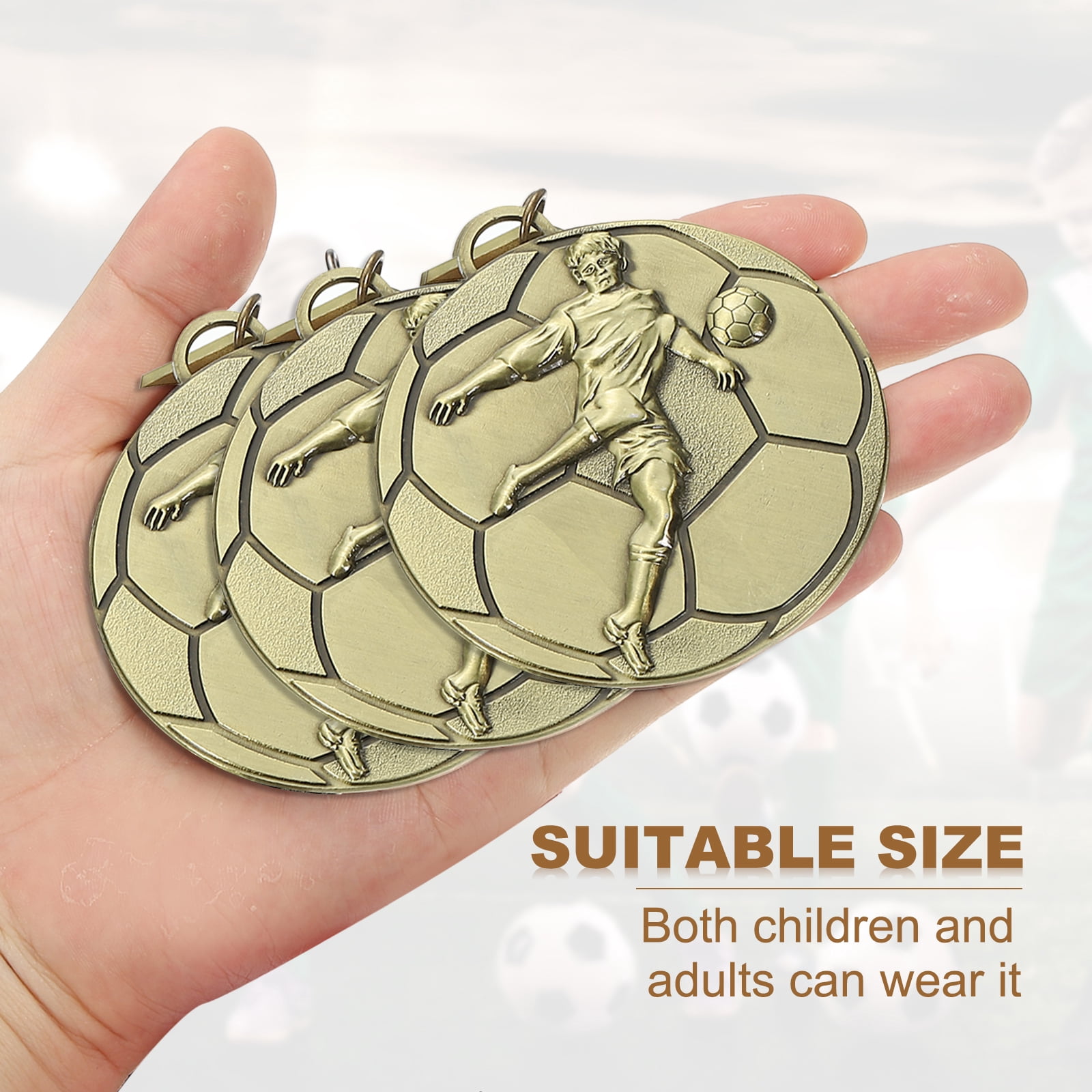 Uxcell Football Events Award Medals with Ribbons, Winner Medals Prizes for Competitions Sports Party Gold