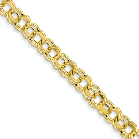 14k Yellow Gold Lite 8.5mm Double Link Charm Bracelet 7.25 Inch Gifts For Women For Her