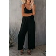 thumbnail image 1 of Women's Black Spaghetti Straps Wide Leg Pocketed Jumpsuits, 1 of 15