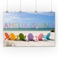 thumbnail image 2 of Amelia Island, Florida, Colorful Beach Chairs (36x54 Giclee Gallery Art Print, Vivid Textured Wall Decor), 2 of 3