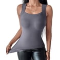 thumbnail image 3 of Women'S U Neck Shapewear Built-in Bra Tank High Strechy Sleeveless Slim Fit Tops Camisole Tops Blue M, 3 of 8