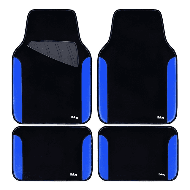 "Tapete Para Carro Universal Auto Accesorios Impermeable 4pzs Belug, Azul Negro "