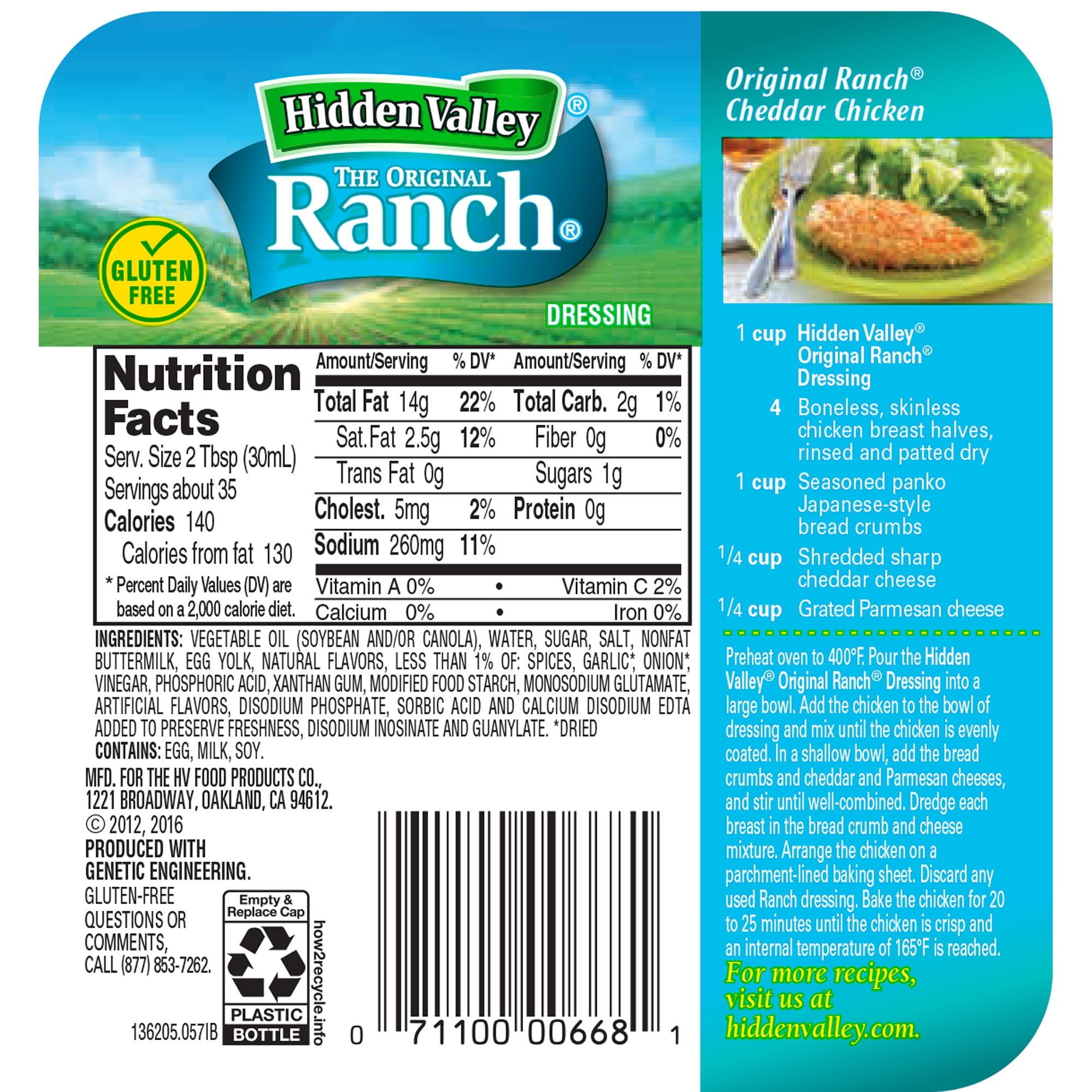 Hidden Valley Light Ranch Nutrition Information Bios Pics