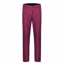 Reduce Price Hfyihgf Mens Dress Pants Slim Fit Solid Color Skinny Trousers Classic Business Wedding Formal Flat Front Suit Pants(Wine,3XL)